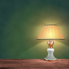 Vintage Table Lamp On Green Background