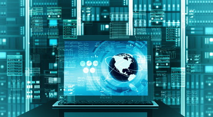 Wall Mural - internet server laptop