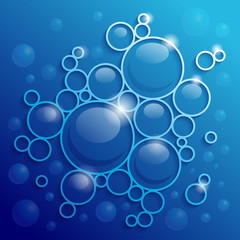 Poster - Abstract blue background with shining circles