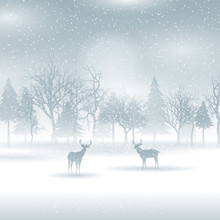 Deer In A Winter Landscape