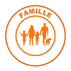 Wall Mural - famille sur bouton web rond orange