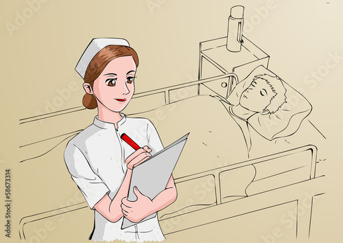Board z aluminiowym obramowaniem Ilustracja kobieta jako zawodowiec, pielęgniarka