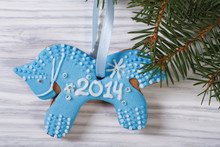 Gingerbread Blue Horse On The Christmas Tree