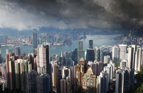 Naklejka samoprzylepna Hongkong wyspa od szczytu Wiktorii