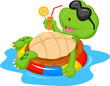 Cute turtle cartoon on inflatable round
