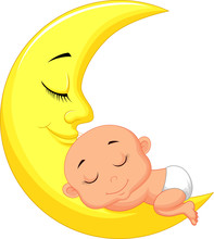 Cute Baby Sleeping On The Moon