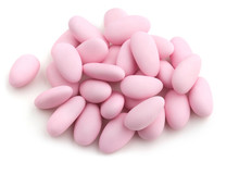 Pink Sugared Almonds On White Background