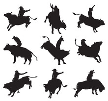 Rodeo On Bulls Silhouette