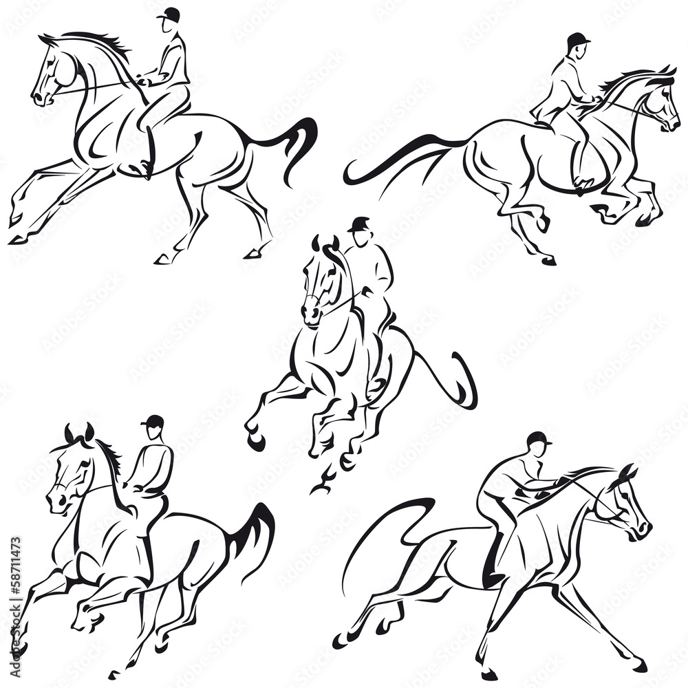 galloping riders 1 - obrazy, fototapety, plakaty 
