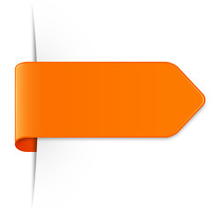 Wall Mural - Orangener langer Sticker Pfeil mit Schatten und Textfreiraum