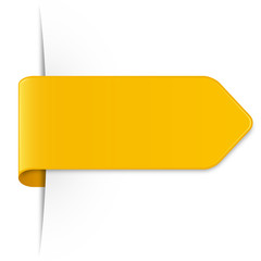 Wall Mural - Gelber langer Sticker Pfeil mit Schatten und Textfreiraum