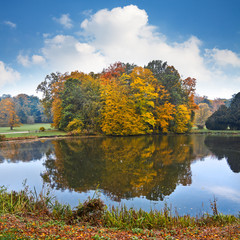 Fototapete - Autumn Landscape. The bright colors of autumn in the park by the