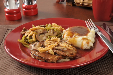 Canvas Print - Salisbury steak with green bean casserole