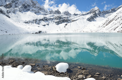 Obraz na płótnie canvas czteroczęściowy "tetraptyk" Nepal, Himalaje, Jezioro Gokyo, 4700 metrów nad poziomem morza