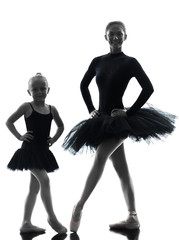 woman and little girl  ballerina ballet dancer dancing silhouett