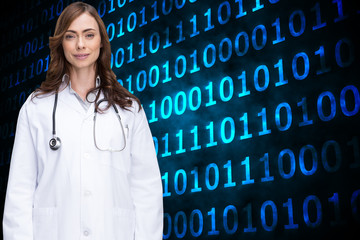 Aufkleber - Composite image of happy doctor looking at camera