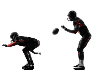 Wall Mural - two american football players on scrimmage silhouette