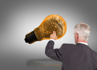 Poster - Composite image of rear view of stylish mature businessman point