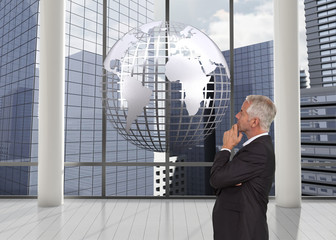 Poster - Composite image of thoughtful mature businessman posing