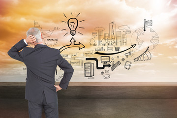 Poster - Composite image of rear view of doubtful mature businessman