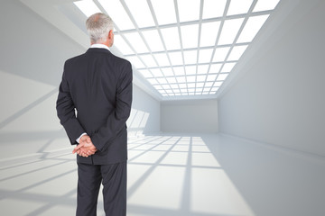 Poster - Composite image of rear view of mature businessman posing