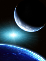 Wall Mural - space scene with two planets