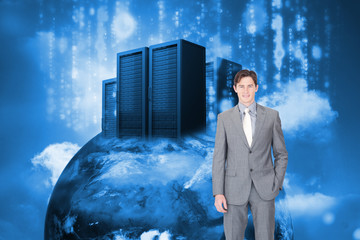 Aufkleber - Composite image of portrait af a charismatic businessman standin