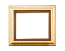 Gold Wood Frame On White Background