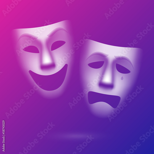 Plakat na papierze fotorealistycznym Maski teatralne komedii i tragedii. 
