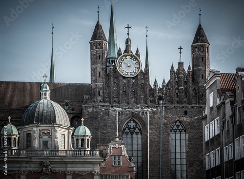 Tapeta ścienna na wymiar View over old cathedral in Gdansk city, Poland