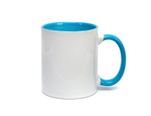 White Empty Cup With Colored Bottom Isolated