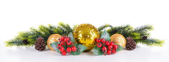 Wall Mural - Composition of Christmas decorations isolated on white