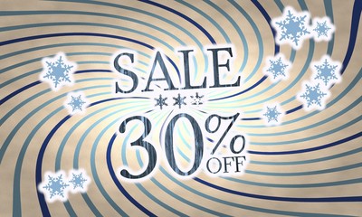 Wall Mural - vintage wooden Christmas sale 30 percent off symbol