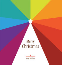 Christmas Tree On Rainbow Colors Background
