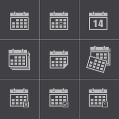 Wall Mural - vector black calendar icons set