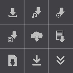 Wall Mural - vector black download icons set