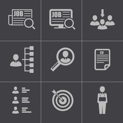 Poster - Vector black job search icons set