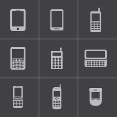 Wall Mural - vector black mobile phone icons set