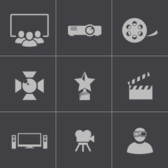 Wall Mural - vector black movie icons set