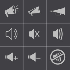 Wall Mural - vector black speaker icons set