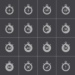 Poster - Vector black stopwatch icons set