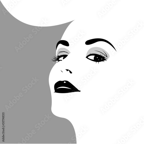 Plakat na papierze fotorealistycznym Twarz retro kobieta w stylu pop-art