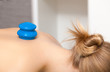 Beauty salon. Woman getting spa cupping glass vacuum massage