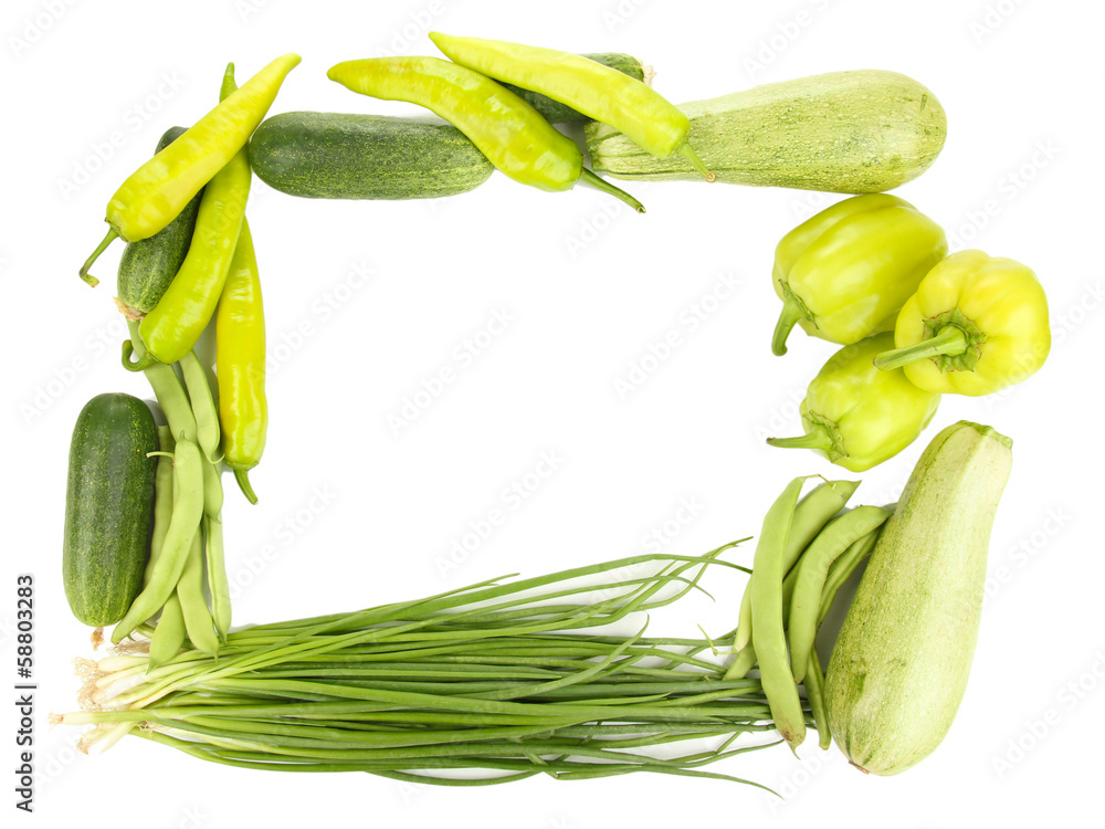 fresh green vegetables isolated on white