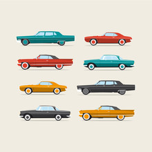 Vintage Cars Illustration Vector Design.