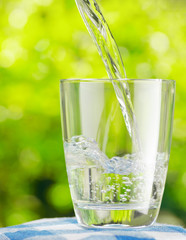 Canvas Print - Glass of water on nature background