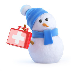 Fototapete - Blue snowman with first aid