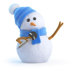 Fototapete - Blue snowman sings a tune