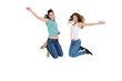 © lightwavemedia - Two cheerful young female friends jumping