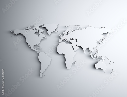 Obraz na płótnie canvas czteroczęściowy "tetraptyk" Mapa świata 3d